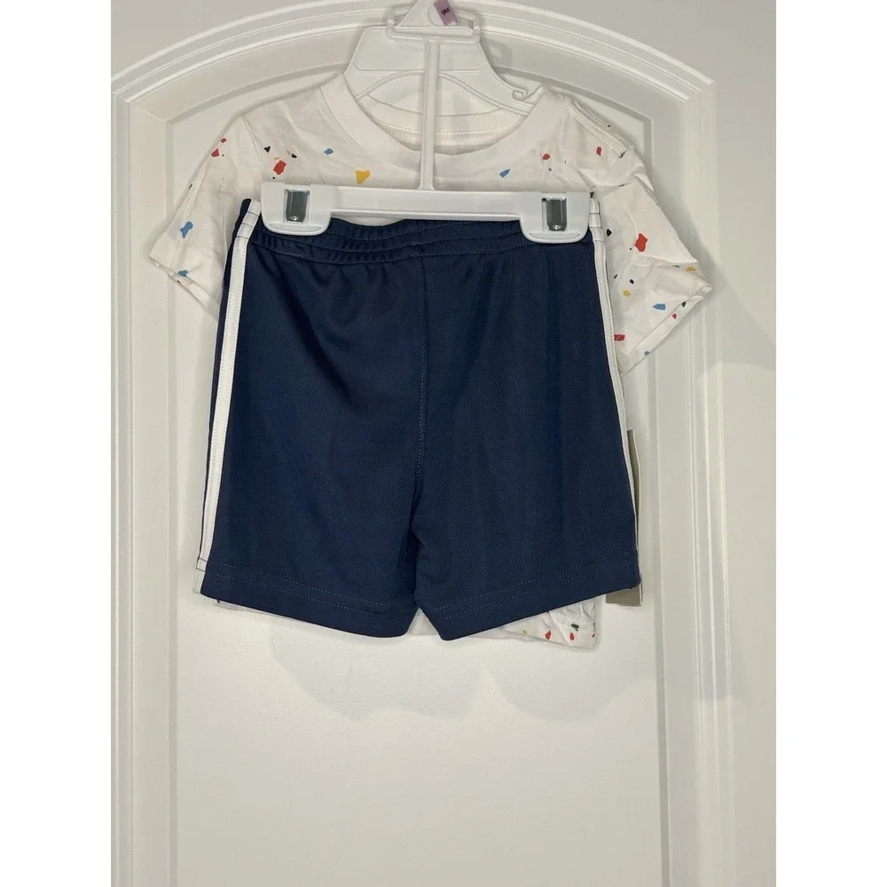 Adidas Baby Boys 2 Piece‎ Outfit 12 Months NWT Tee Shorts Set Blue White